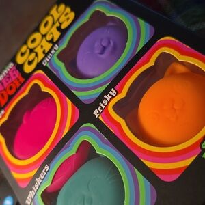 Nee Doh Teenie Cool Cats Squish Sensory Toy Set Of 4 Schylling NEW